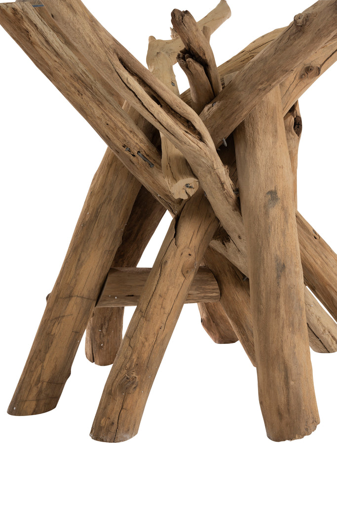 Tafel Rond Tak Hout/Glas Natuurlijk