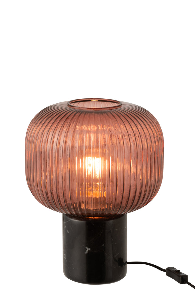 Tafellamp Yufo Glas/Marmer Rood/Zwart