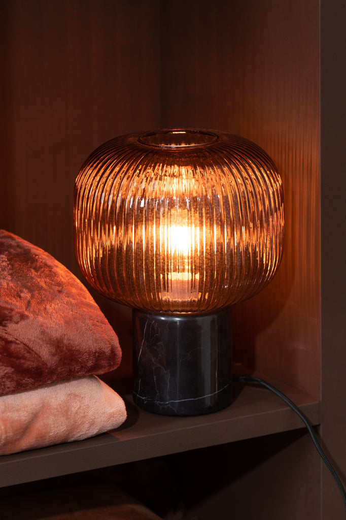 Tafellamp Yufo Glas/Marmer Rood/Zwart