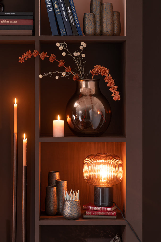 Tafellamp Yufo Glas/Marmer Rood/Zwart