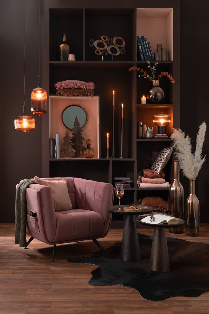 Tafellamp Yufo Glas/Marmer Rood/Zwart
