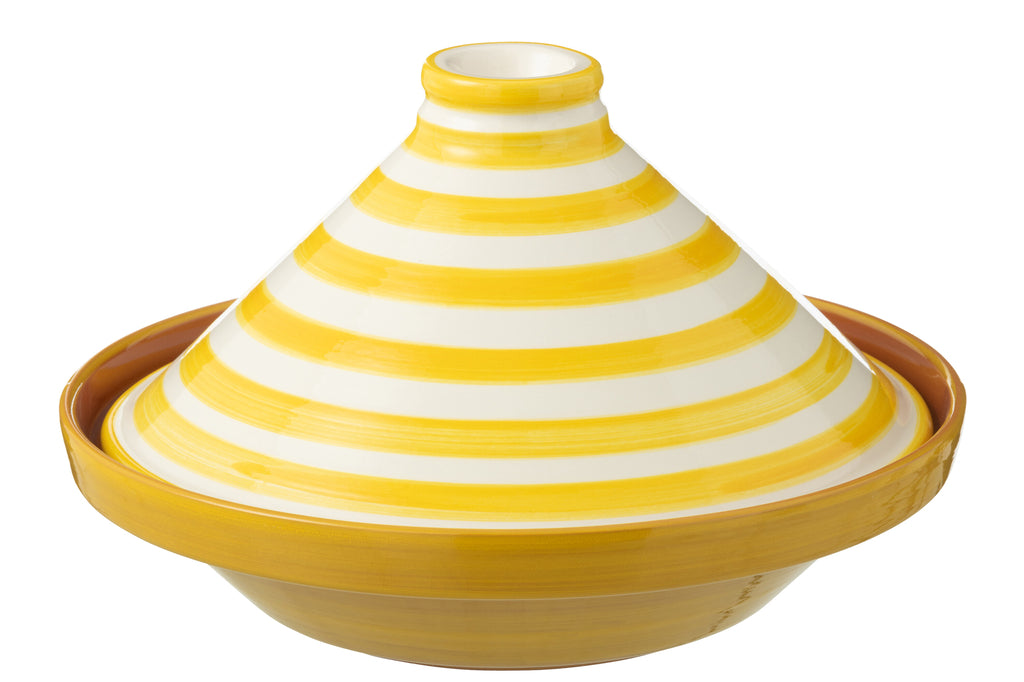 Tagine Granada Strepen Keramiek Wit/Geel
