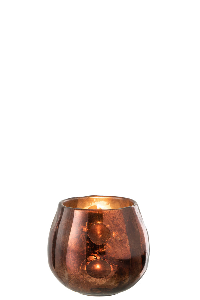 Theelichthouder Kokosnoot Glas Bruin