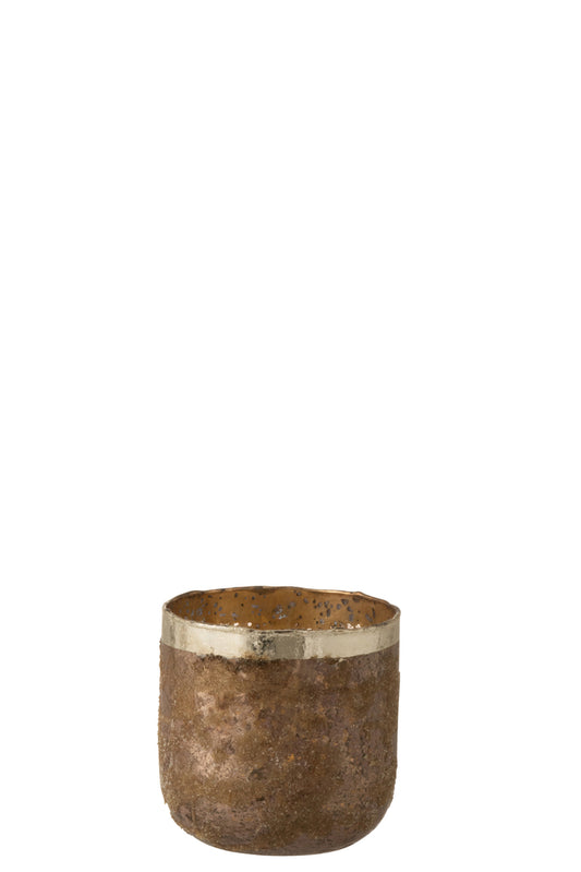 Theelichthouder Frosty Rond Glas Oud Roze Medium