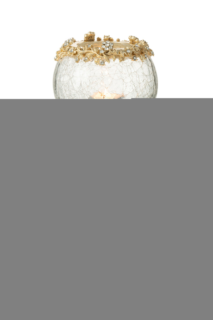 Theelichthouder Viane Metaal/Glas Goud/Transparant Groot