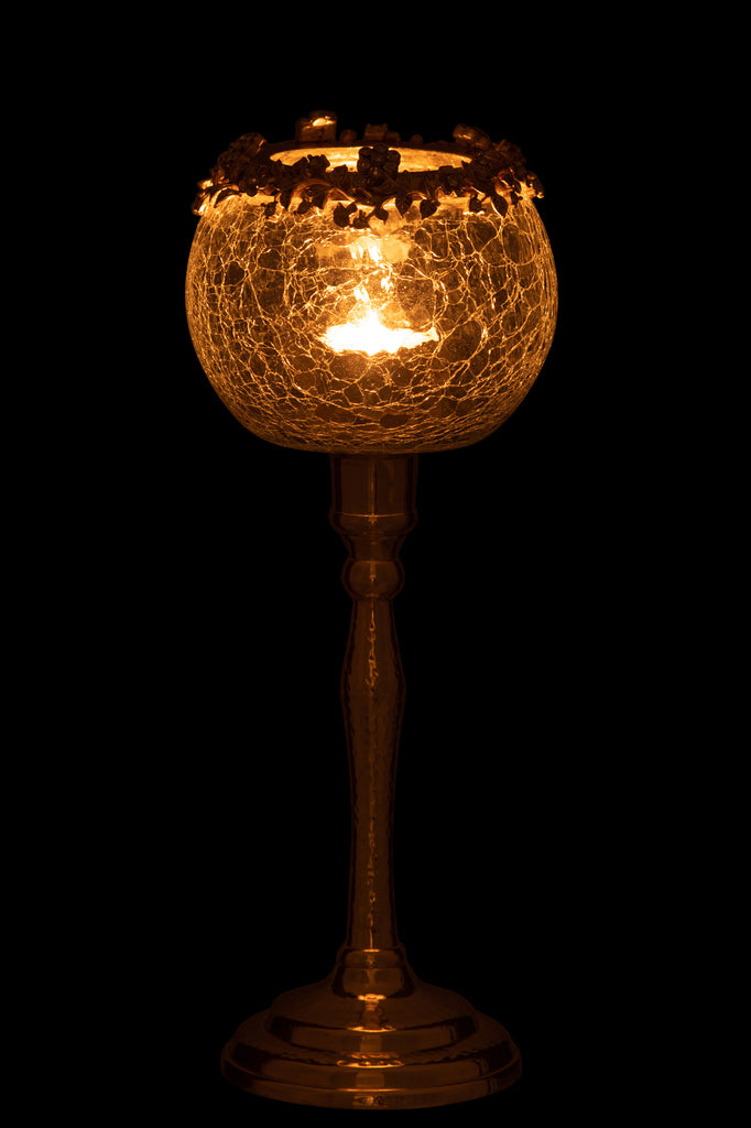Theelichthouder Viane Metaal/Glas Goud/Transparant Groot