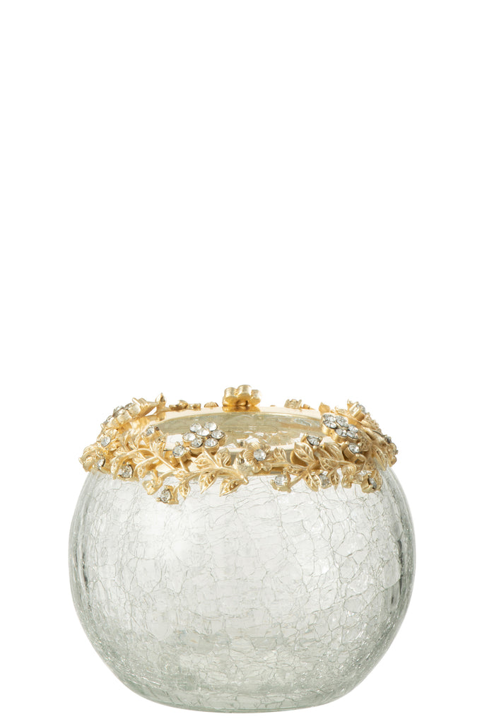 Theelichthouder Volve Metaal/Glas Goud/Transparant Medium
