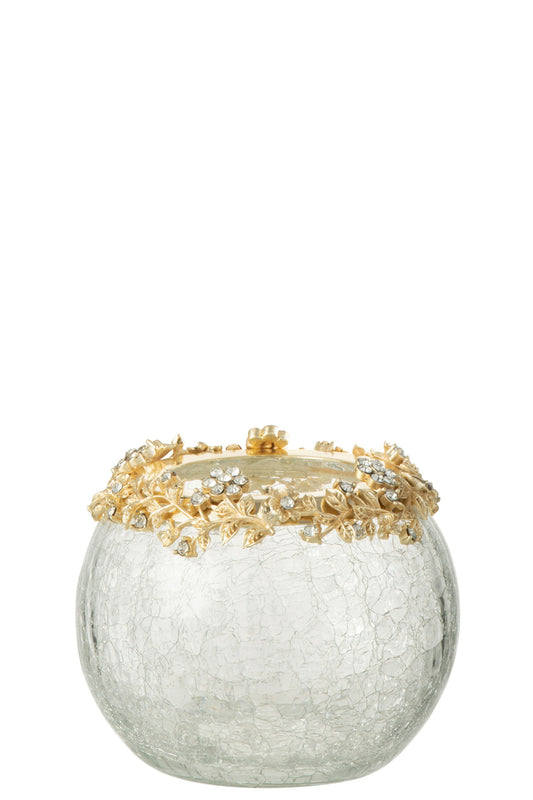 Theelichthouder Volve Metaal/Glas Goud/Transparant Medium