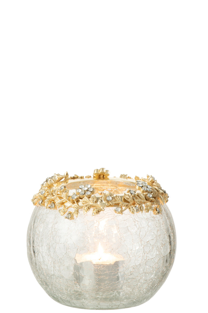Theelichthouder Volve Metaal/Glas Goud/Transparant Medium