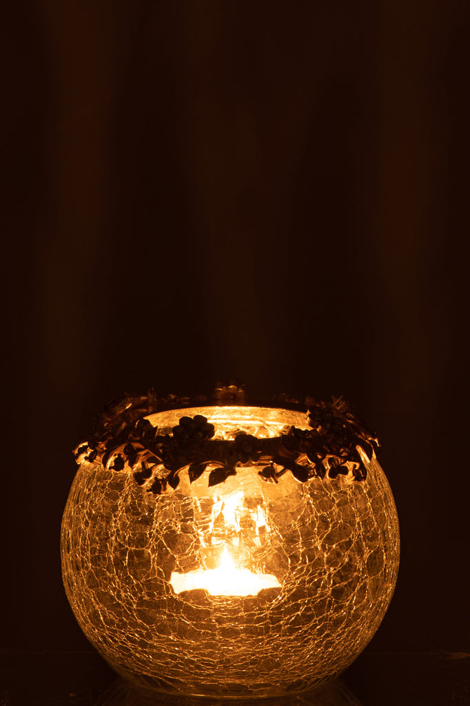 Theelichthouder Volve Metaal/Glas Goud/Transparant Medium