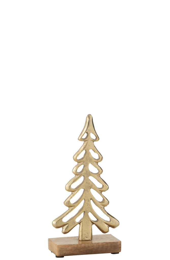 Boom op voet aluminium/hout goud medium
