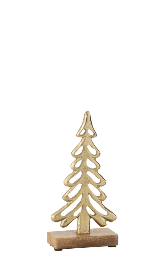Boom op voet aluminium/hout goud medium