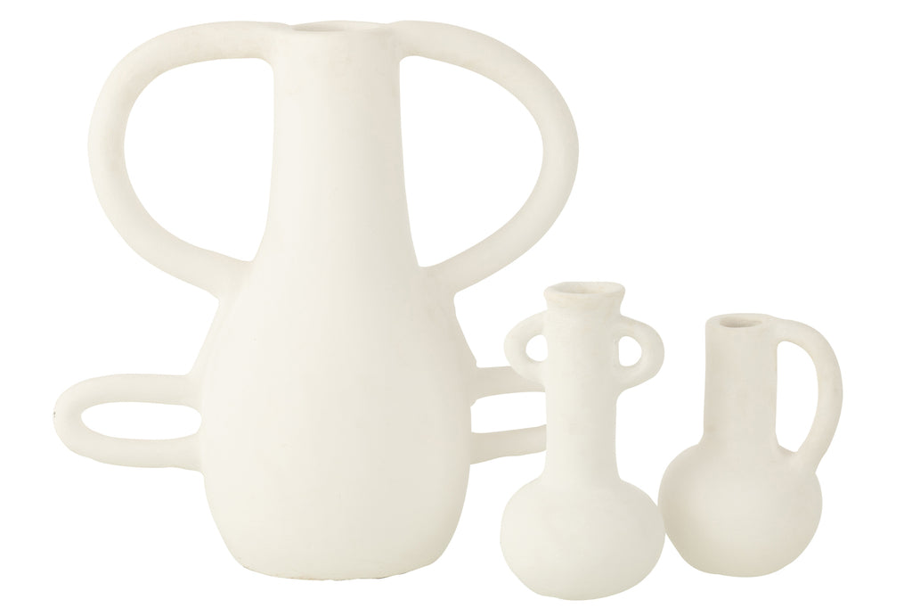 Vaas 4 Handvatten Terracotta Wit