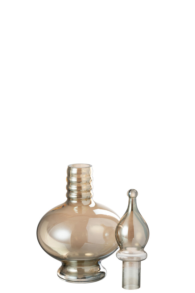 Vaas+Cap Phial Deco Joey Glas Beige Klein