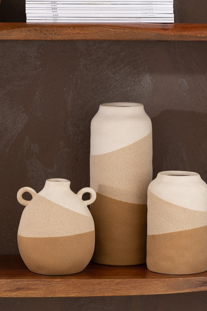 Vaas Cilinder Keramiek Beige/Lichtbruin Klein
