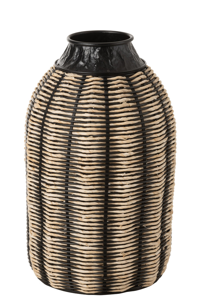 Vaas Decoratie Touw/Rotan Zwart/Natuurlijk