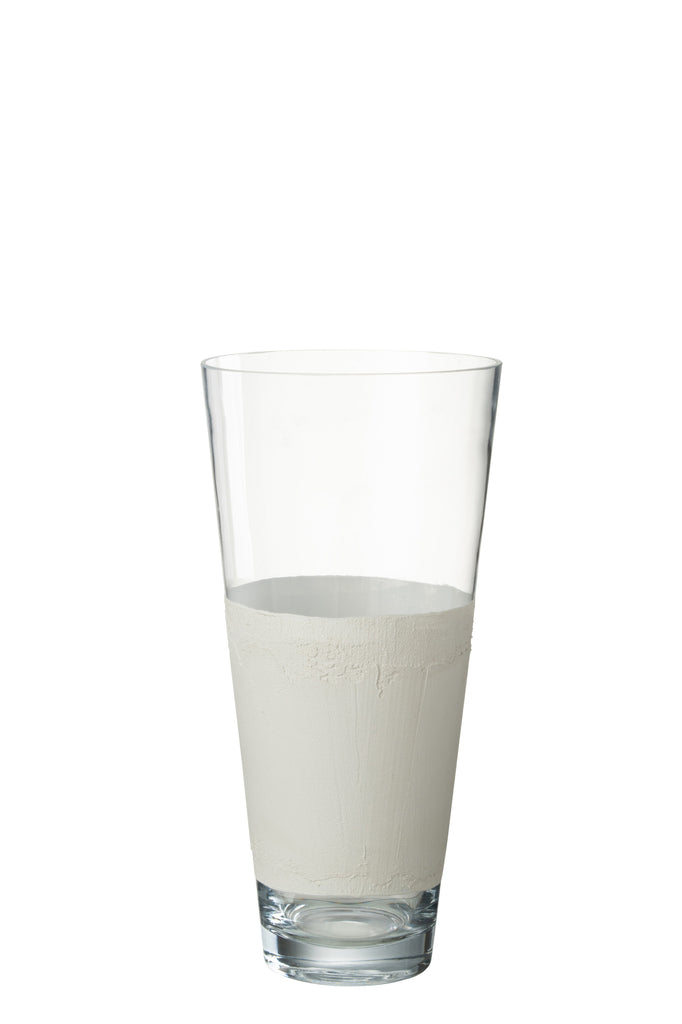 Vaas Delph Glas Transparant/Wit Medium