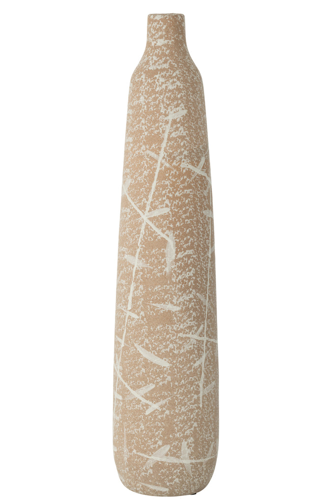 Vaas Dune Smal Steengoed Beige/Wit Groot