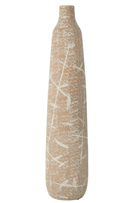 Vaas Dune Smal Steengoed Beige/Wit Groot