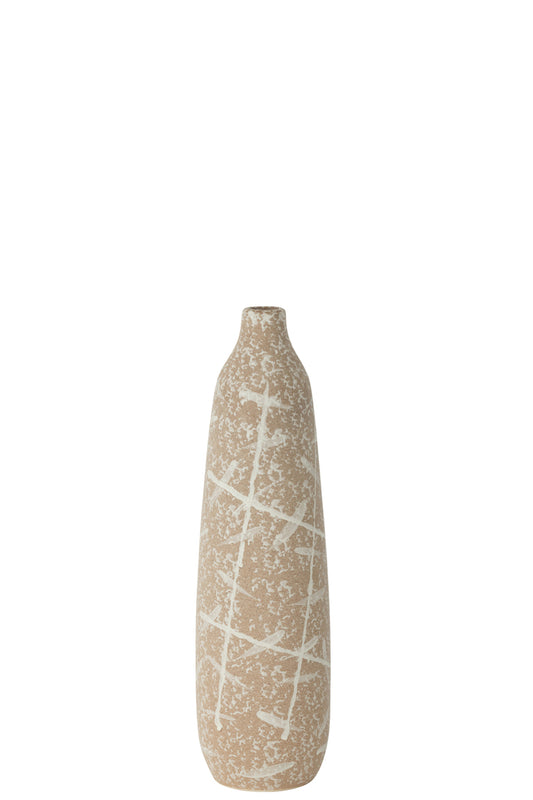 Vaas Dune Smal Steengoed Beige/Wit Klein