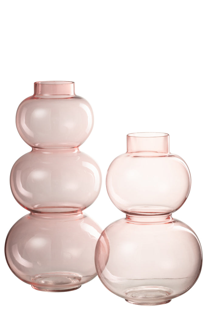 Vaas Bollen Glas Roze Groot