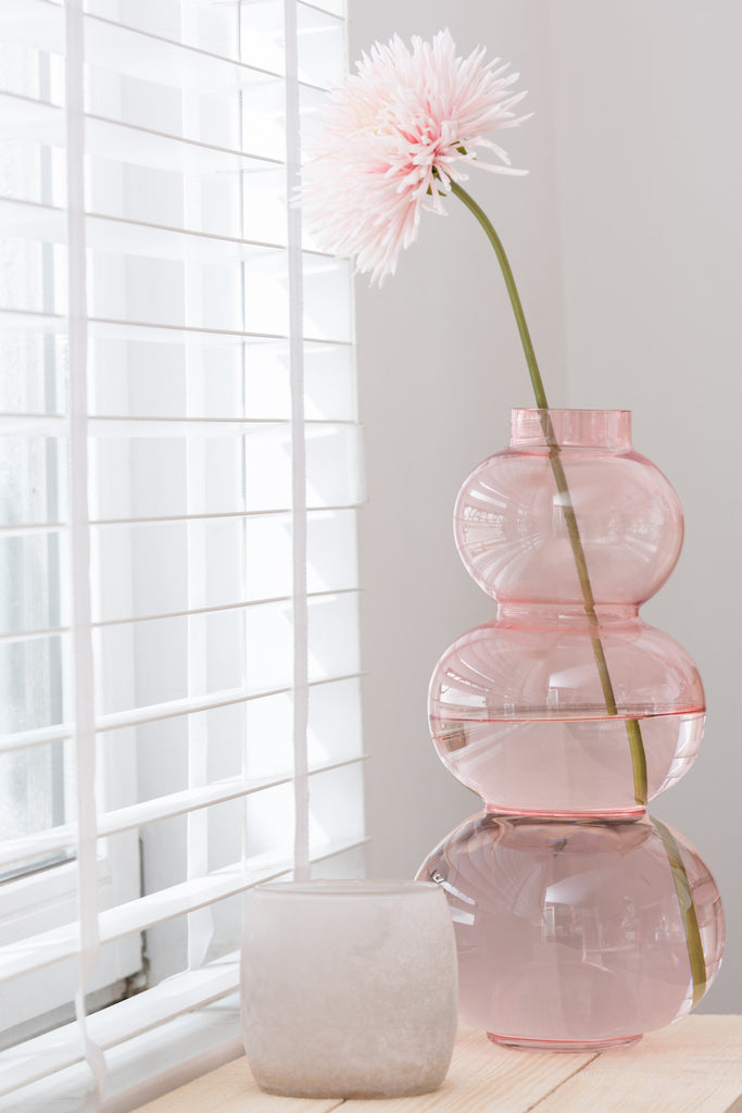 Vaas Bollen Glas Roze Groot
