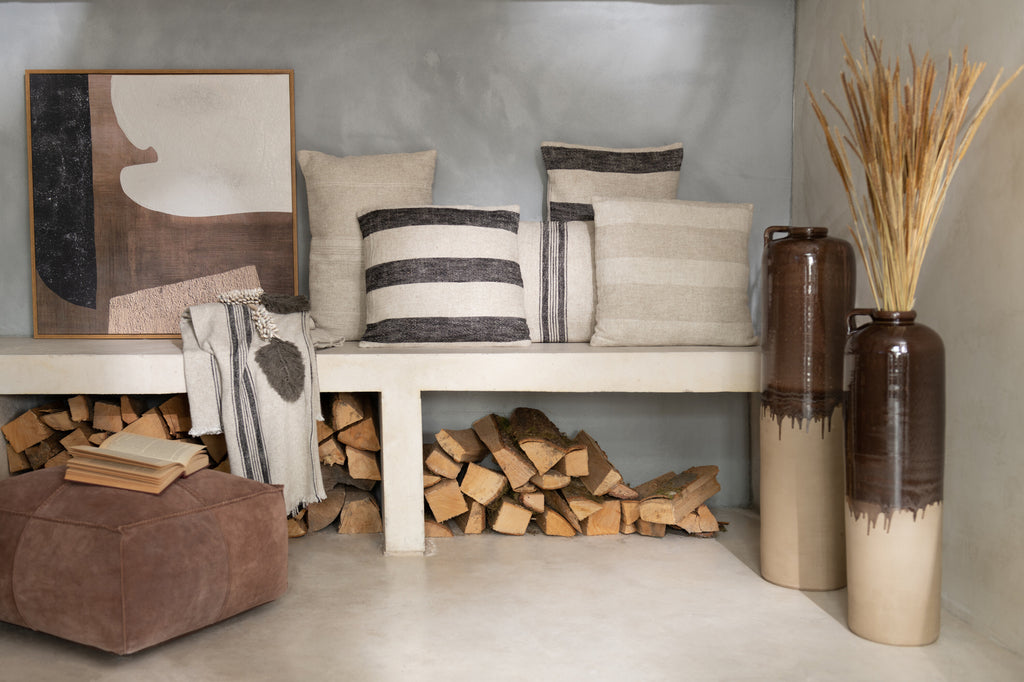 Vaas Handvat Keramiek Beige/Bruin Medium