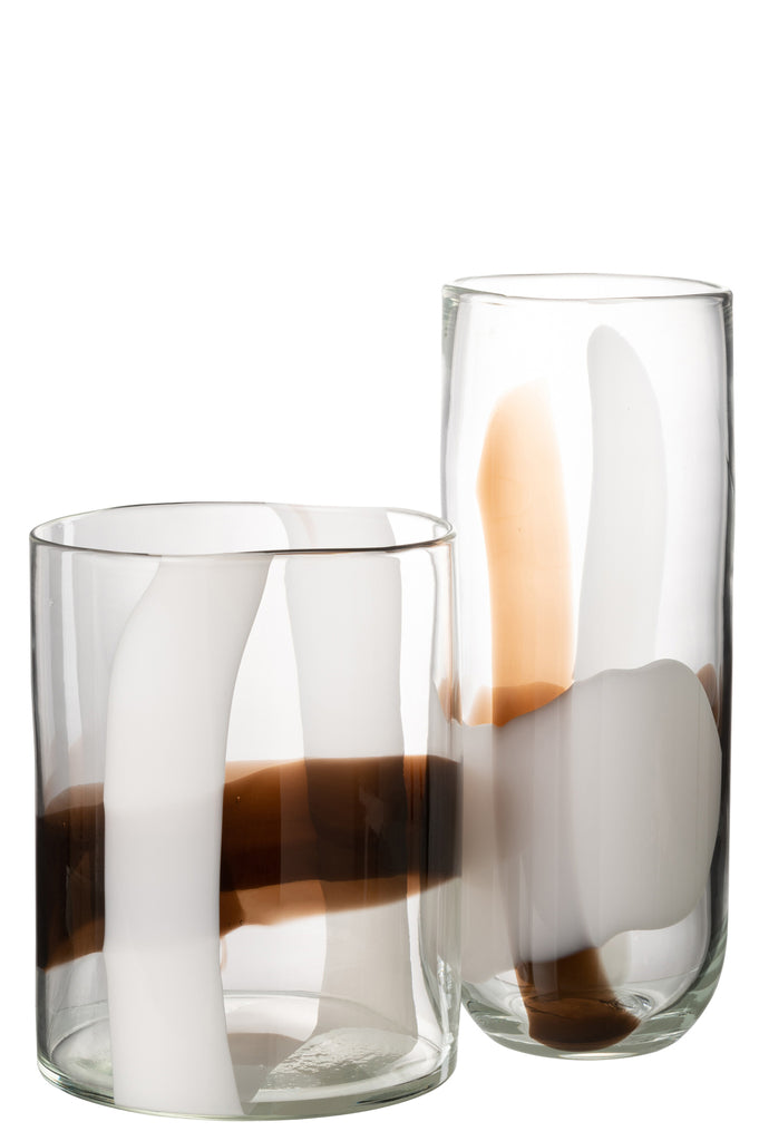 Vaas Iggy Glas Wit/Bruin Groot
