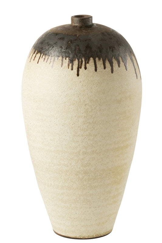 Vaas Lombok Keramiek Beige/Bruin Groot