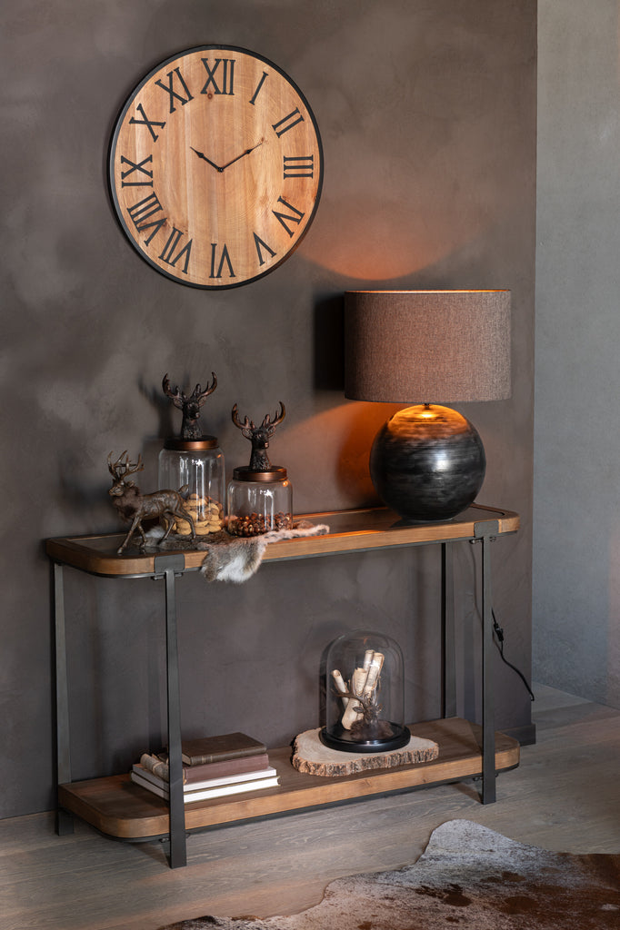 Wandklok Nue Mdf/IJzer Natuurlijk Groot