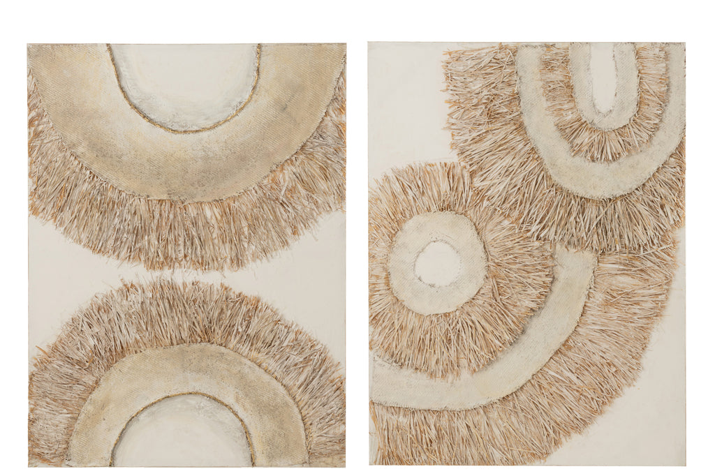 Wanddecoratie Ibiza Canvas/Verf Crème/Wit Assortiment Van 2