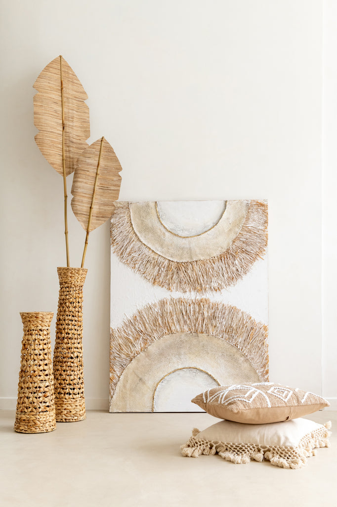 Wanddecoratie Ibiza Canvas/Verf Crème/Wit Assortiment Van 2