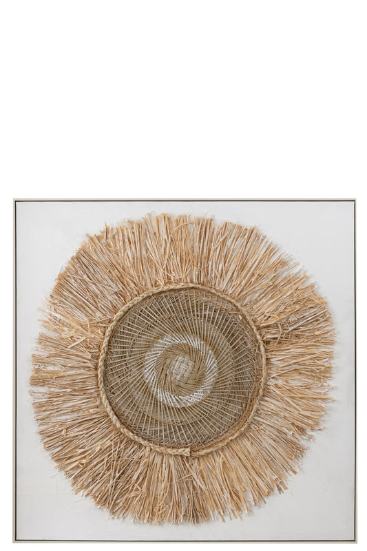 Wanddecoratie Ibiza Cirkel Canvas/Verf Crème/Wit Groot