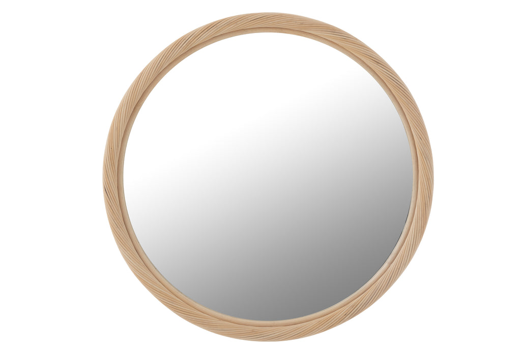 Wandspiegel Rond Rotan/Glas Natuurlijk Groot