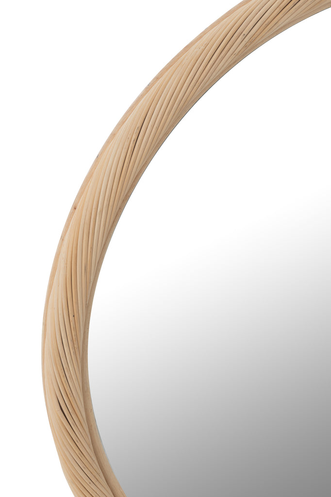 Wandspiegel Rond Rotan/Glas Natuurlijk Medium
