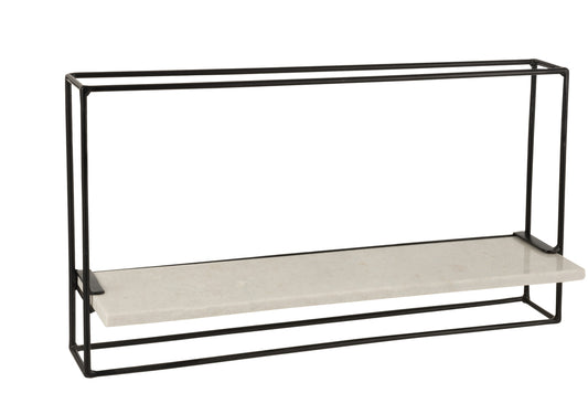 Wandrek 1Plank IJzer/Marmer Zwart/Wit Groot