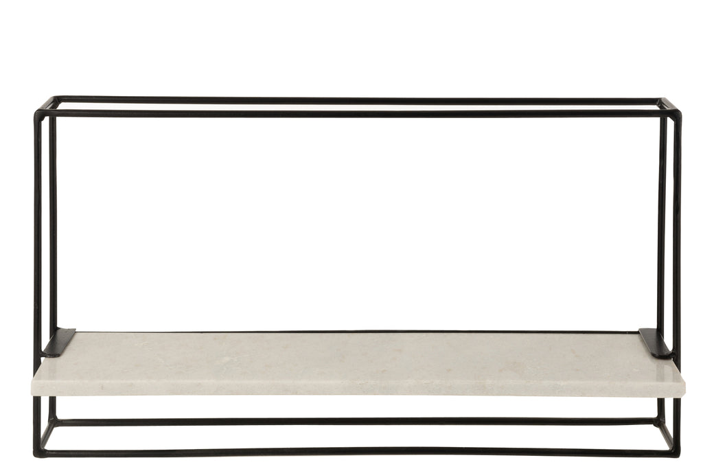 Wandrek 1Plank IJzer/Marmer Zwart/Wit Groot