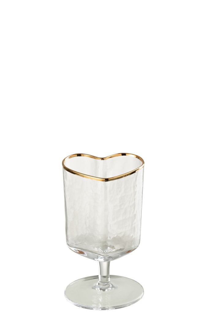 Wijnglas Hartglas Goud/Transparant