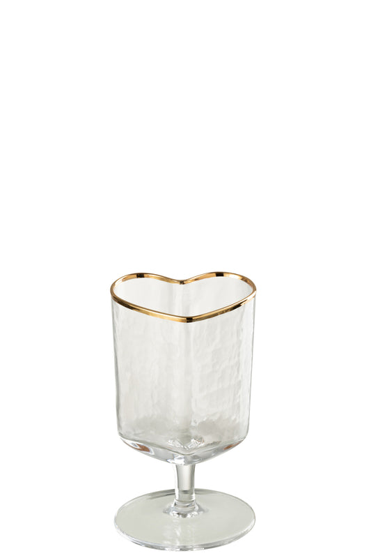 Wijnglas Hartglas Goud/Transparant