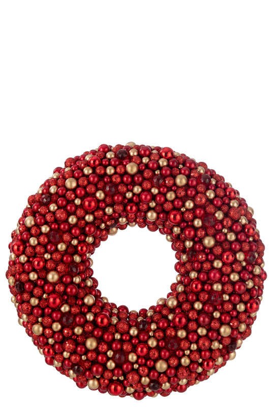 Krans Ronde Ballen Plastic Rood/Goud