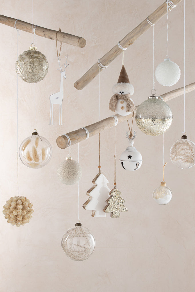 Kerstbal Gebroken Glas Zilver Groot