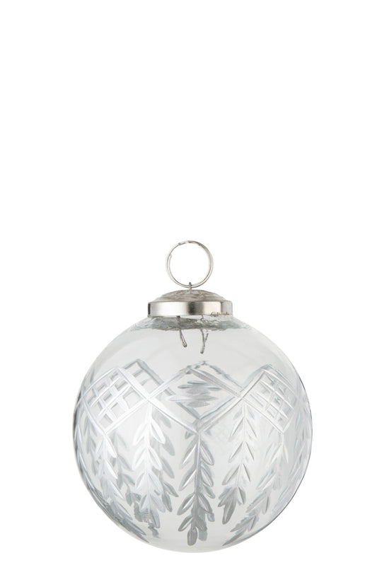 Kerstbal Chloe Glas Transparant/Zilver Klein