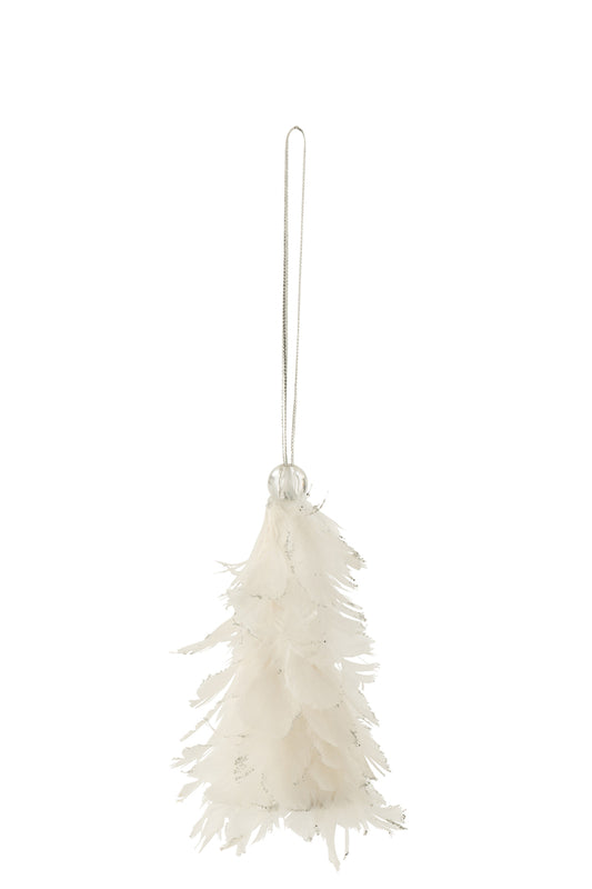 Kerstboomhanger + glitterveren wit