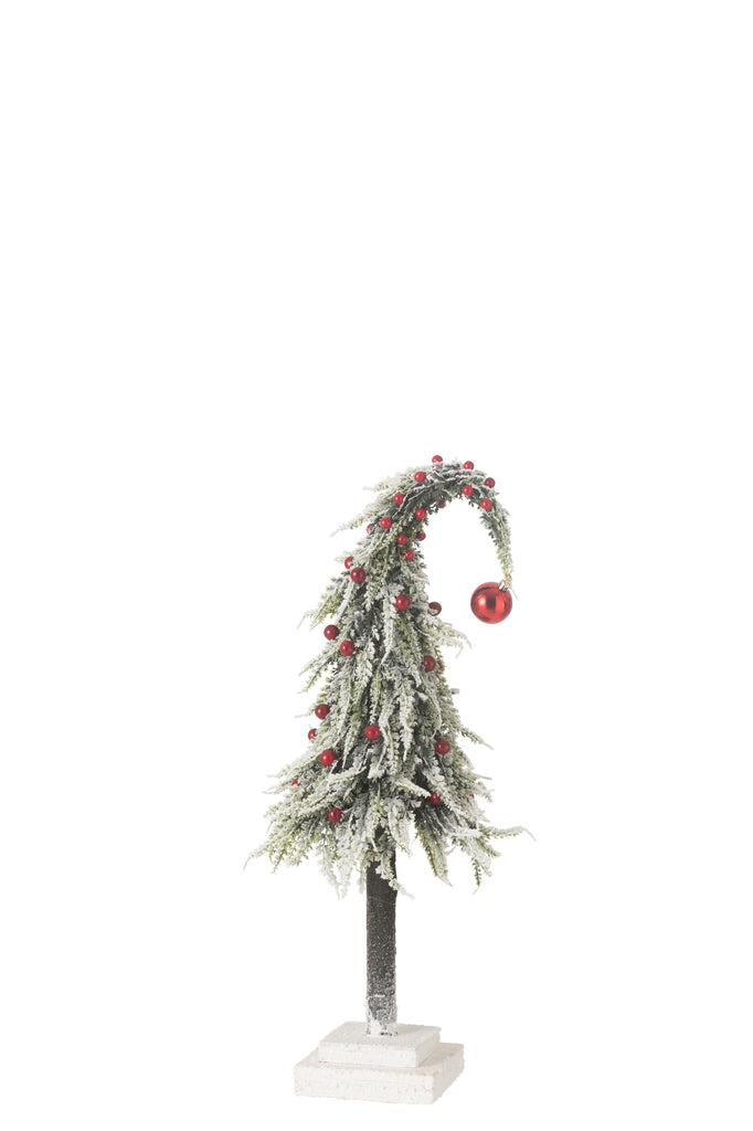 Kerstboommuts + led plastic sneeuwgroen/rood midum