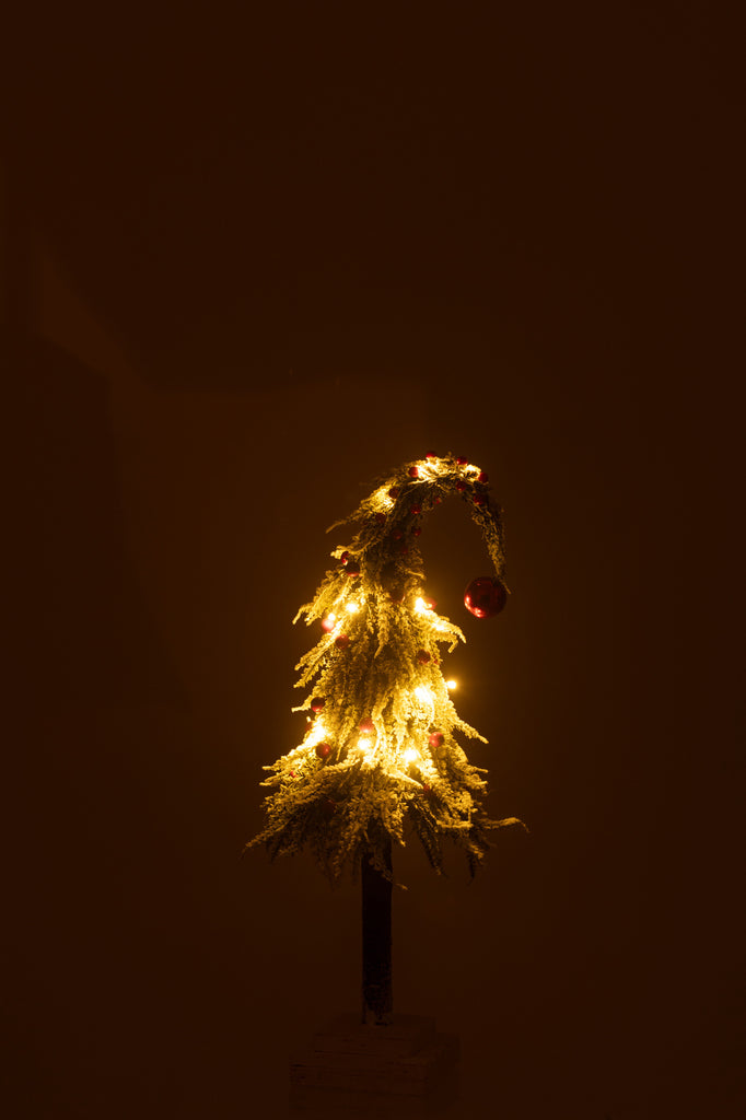 Kerstboommuts + led plastic sneeuwgroen/rood midum