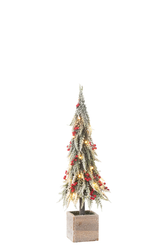 Kerstboom + Led Kunstsneeuw Groen/Rood Midum