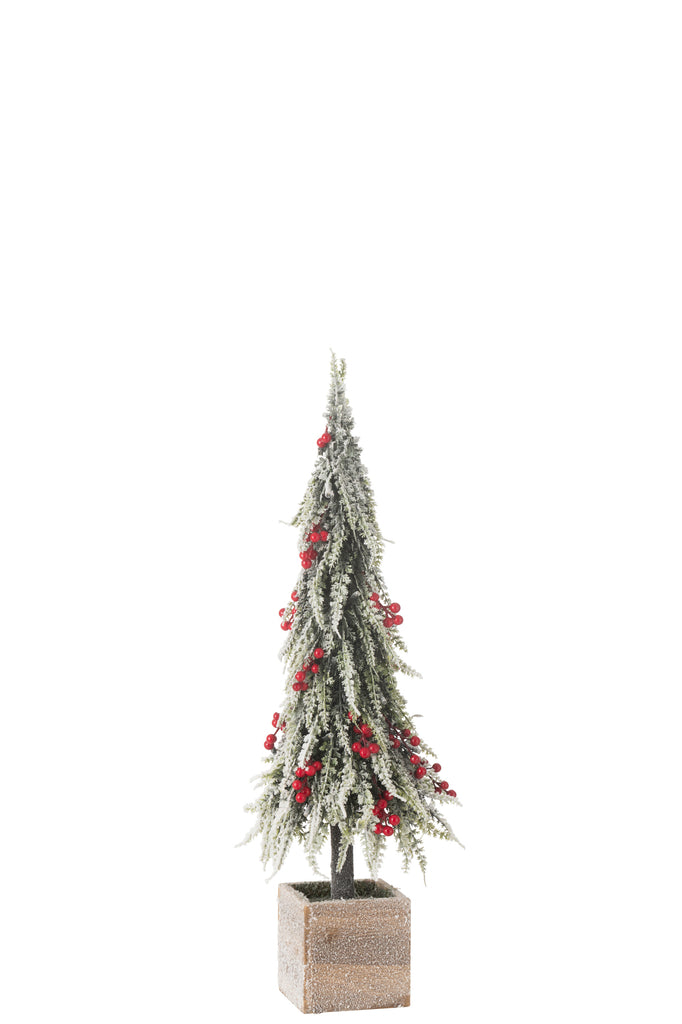Kerstboom + Led Kunstsneeuw Groen/Rood Midum