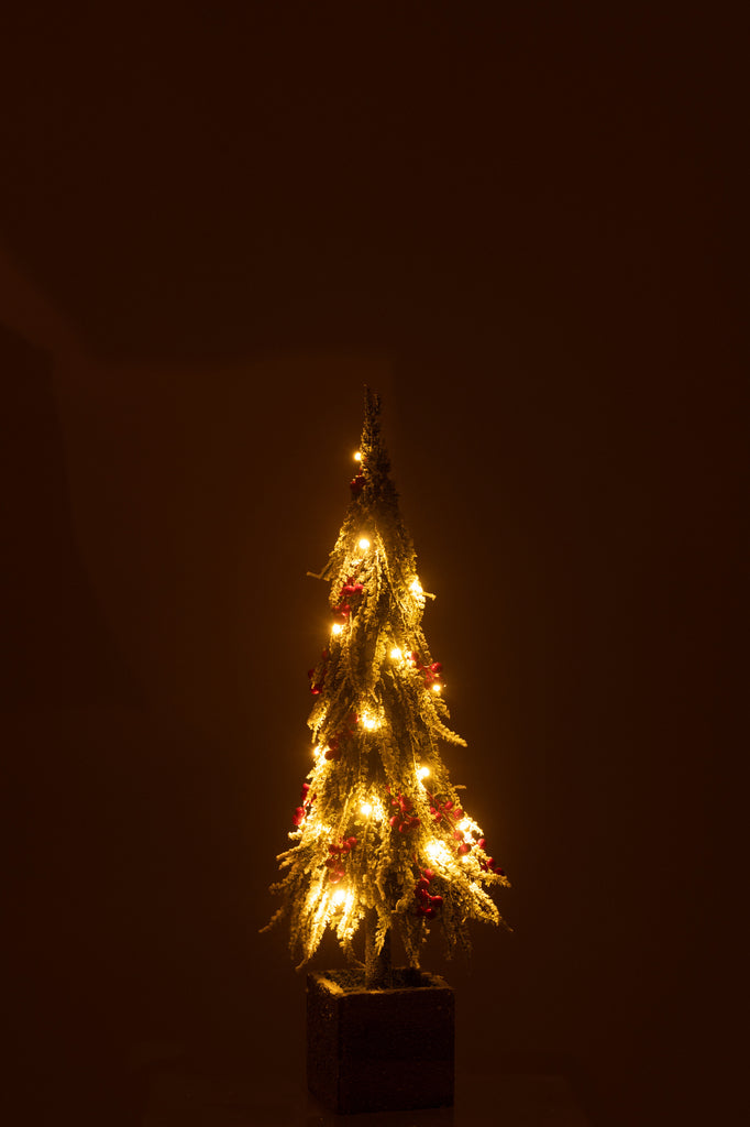 Kerstboom + Led Kunstsneeuw Groen/Rood Midum
