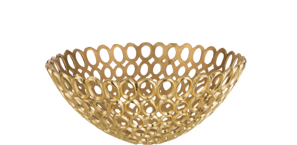 Schotel Ronde Ringen Aluminium Goud Medium