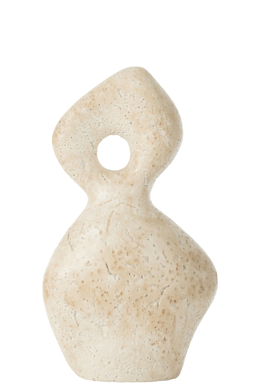 Abstract beeldje Olina keramiek crème groot
